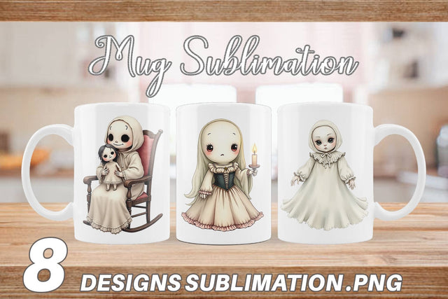 Mug Wrap Victorian Dollhouse Ghosts Sublimation artnoy 