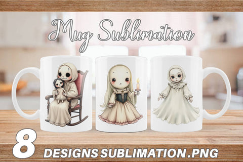 Mug Wrap Victorian Dollhouse Ghosts Sublimation artnoy 