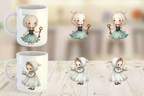 Mug Wrap Victorian Dollhouse Ghosts Sublimation artnoy 