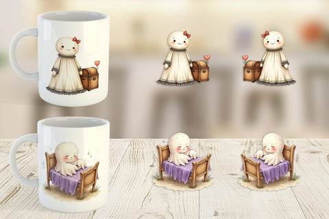 Mug Wrap Victorian Dollhouse Ghosts Sublimation artnoy 