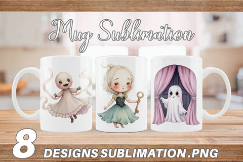 Mug Wrap Victorian Dollhouse Ghosts Sublimation artnoy 