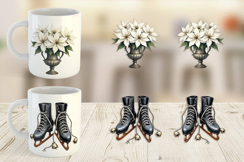 Mug Wrap Victorian Gothic Christmas Watercolor Sublimation artnoy 