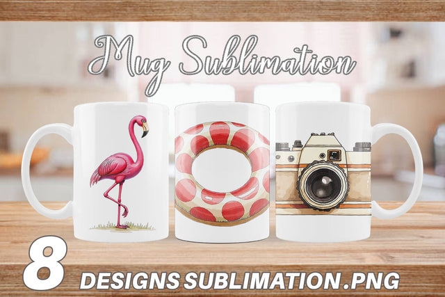 Mug Wrap Vintage 70s Poolside Summer Watercolor Sublimation artnoy 