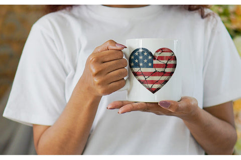 Mug Wrap Vintage American Flag Heart Sublimation artnoy 