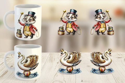 Mug Wrap Vintage Animal Circus Sublimation artnoy 
