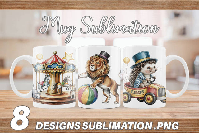Mug Wrap Vintage Animal Circus Sublimation artnoy 