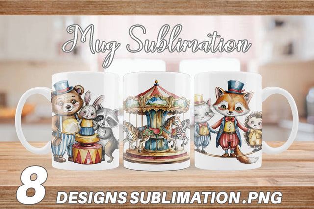 Mug Wrap Vintage Animal Circus Sublimation artnoy 