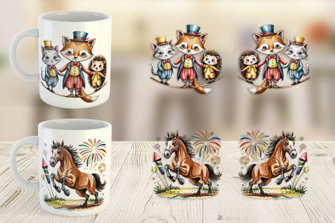 Mug Wrap Vintage Animal Circus Sublimation artnoy 
