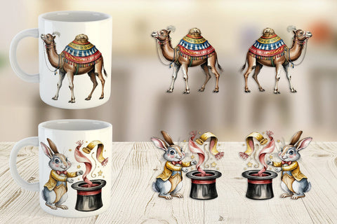 Mug Wrap Vintage Animal Circus Sublimation artnoy 