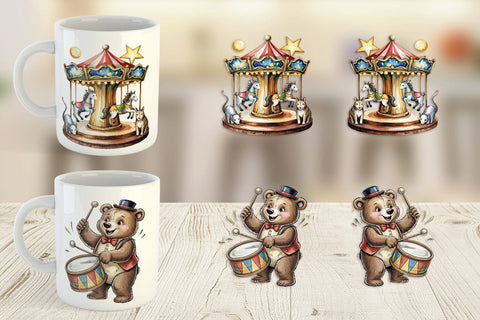 Mug Wrap Vintage Animal Circus Sublimation artnoy 