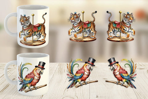 Mug Wrap Vintage Animal Circus Sublimation artnoy 