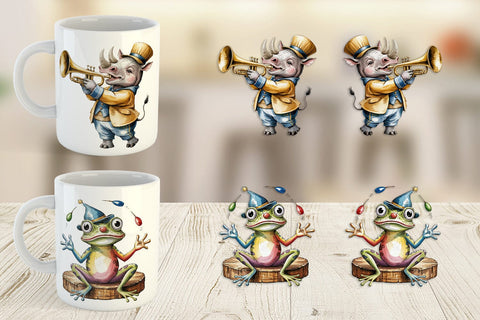 Mug Wrap Vintage Animal Circus Sublimation artnoy 