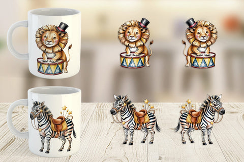 Mug Wrap Vintage Animal Circus Sublimation artnoy 