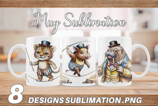 Mug Wrap Vintage Animal Circus Sublimation artnoy 