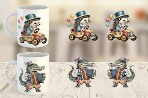 Mug Wrap Vintage Animal Circus Sublimation artnoy 