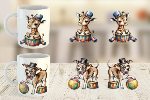 Mug Wrap Vintage Animal Circus Sublimation artnoy 