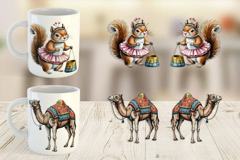 Mug Wrap Vintage Animal Circus Sublimation artnoy 