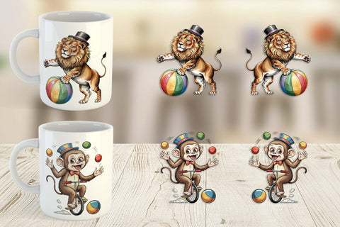 Mug Wrap Vintage Animal Circus Sublimation artnoy 