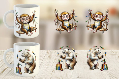 Mug Wrap Vintage Animal Circus Sublimation artnoy 