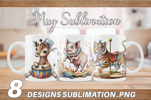Mug Wrap Vintage Animal Circus Sublimation artnoy 