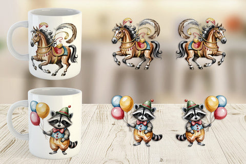 Mug Wrap Vintage Animal Circus Sublimation artnoy 