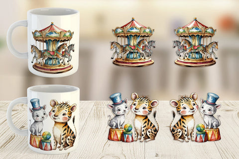 Mug Wrap Vintage Animal Circus Sublimation artnoy 