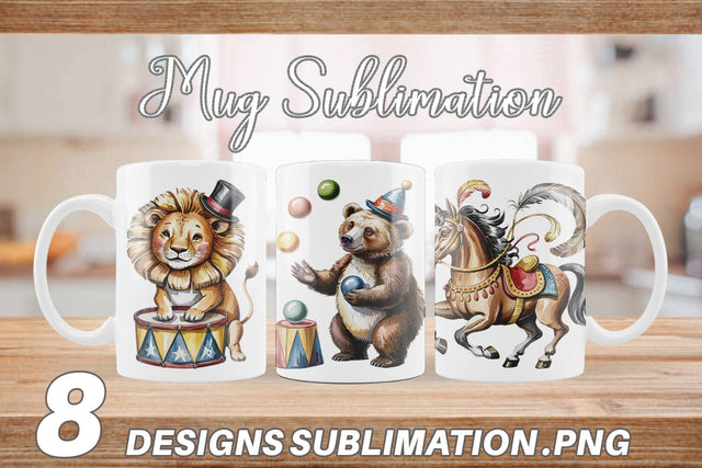 Mug Wrap Vintage Animal Circus Sublimation artnoy 