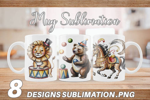 Mug Wrap Vintage Animal Circus Sublimation artnoy 
