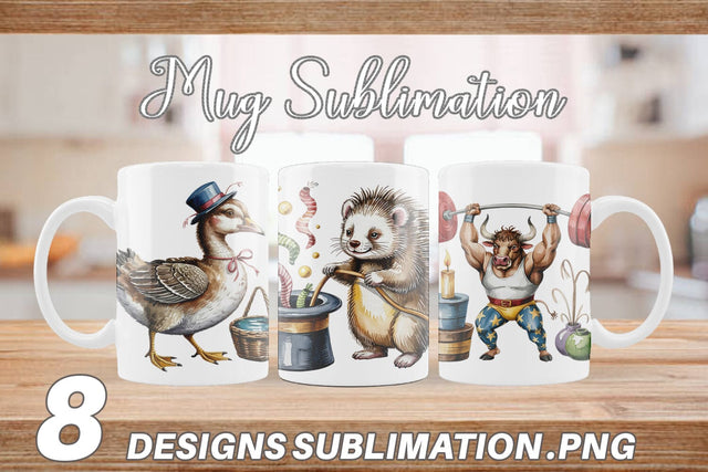 Mug Wrap Vintage Animal Circus Sublimation artnoy 
