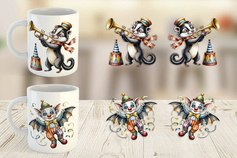 Mug Wrap Vintage Animal Circus Sublimation artnoy 