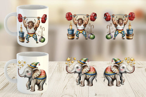 Mug Wrap Vintage Animal Circus Sublimation artnoy 