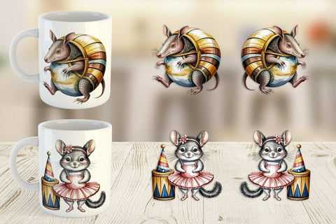 Mug Wrap Vintage Animal Circus Sublimation artnoy 