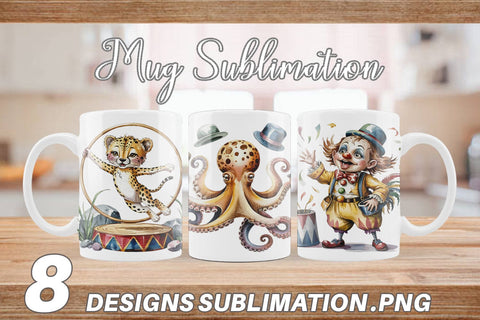 Mug Wrap Vintage Animal Circus Sublimation artnoy 
