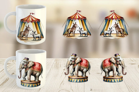 Mug Wrap Vintage Animal Circus Sublimation artnoy 