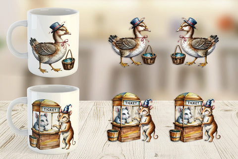Mug Wrap Vintage Animal Circus Sublimation artnoy 