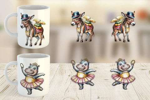 Mug Wrap Vintage Animal Circus Sublimation artnoy 