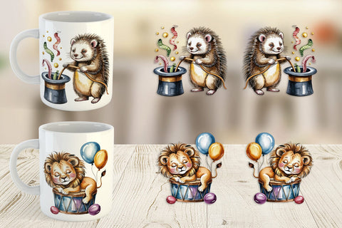 Mug Wrap Vintage Animal Circus Sublimation artnoy 