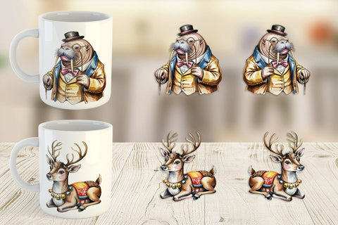 Mug Wrap Vintage Animal Circus Sublimation artnoy 