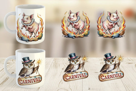 Mug Wrap Vintage Animal Circus Sublimation artnoy 