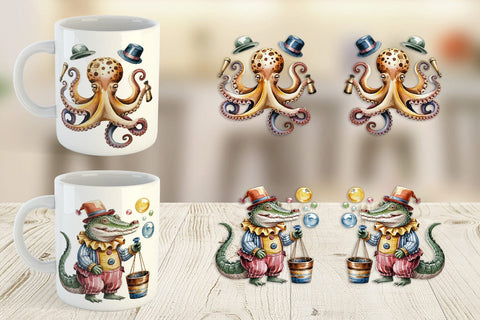 Mug Wrap Vintage Animal Circus Sublimation artnoy 