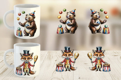 Mug Wrap Vintage Animal Circus Sublimation artnoy 