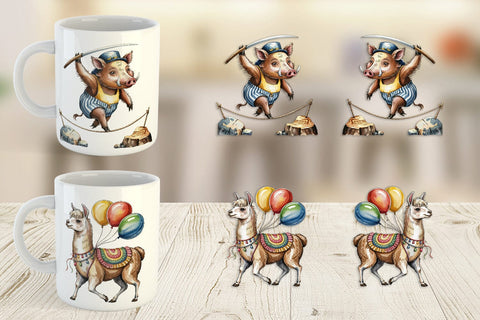 Mug Wrap Vintage Animal Circus Sublimation artnoy 
