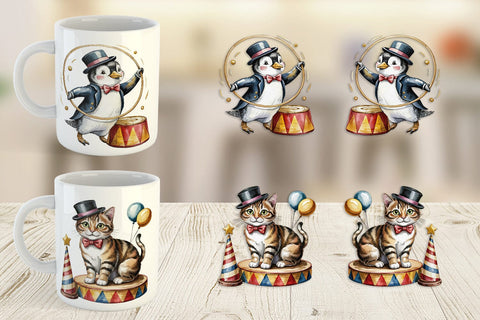 Mug Wrap Vintage Animal Circus Sublimation artnoy 