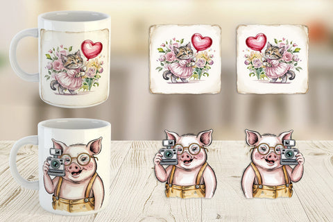 Mug Wrap Vintage Animal Sublimation artnoy 