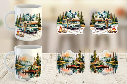 Mug Wrap Vintage Camping Vibes Sublimation artnoy 