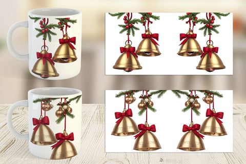 Mug Wrap Vintage Christmas Bells Sublimation artnoy 