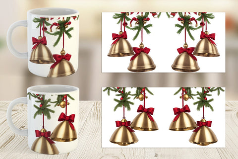 Mug Wrap Vintage Christmas Bells Sublimation artnoy 