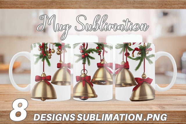 Mug Wrap Vintage Christmas Bells Sublimation artnoy 