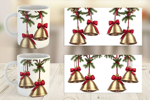 Mug Wrap Vintage Christmas Bells Sublimation artnoy 