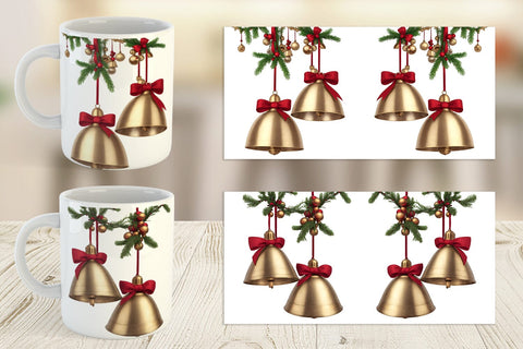 Mug Wrap Vintage Christmas Bells Sublimation artnoy 
